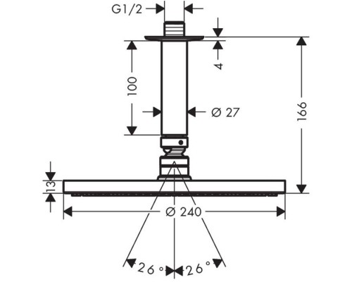Верхний тропический душ Hansgrohe Raindance S 240 PowderRain, 100 мм, 27620000