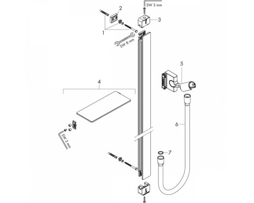 Душевая штанга Hansgrohe Unica, 90 см, белый, 27640400