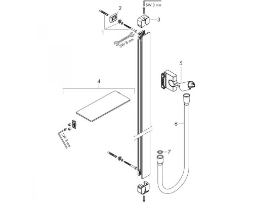 Штанга для душа Hansgrohe Unica 90 см, 27640600, черный/хром