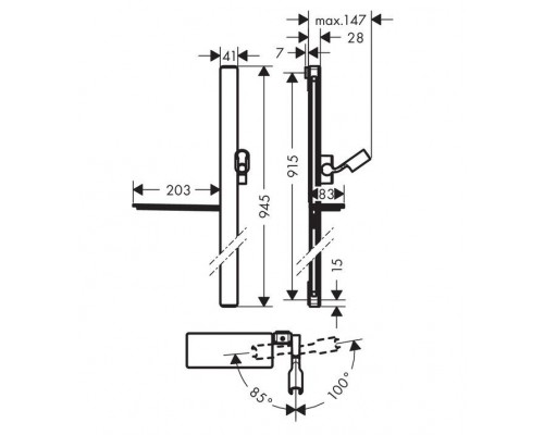 Штанга для душа Hansgrohe Unica 90 см, 27640600, черный/хром