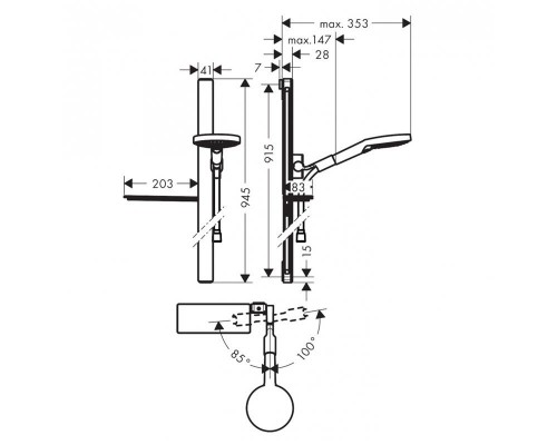 Душевой гарнитур Hansgrohe Raindance Select S 27649400, белый/хром