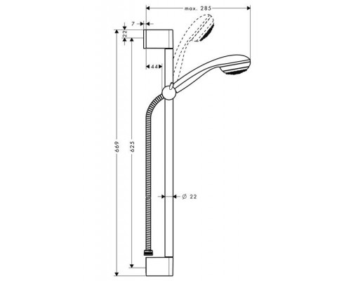 Душевой гарнитур hansgrohe Crometta 85 1jet Mono Green со штангой 65 см 27652000, хром