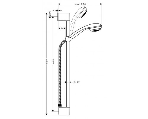 Душевой гарнитур hansgrohe Crometta 85 1jet Mono со штангой 65 см 27728000, хром