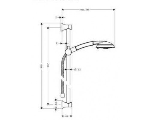 Hansgrohe Raindance Classic Душевой набор 100 3jet со штангой 90 см хром-золото 27841090