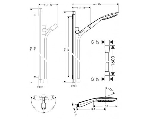 Душевой гарнитур Hansgrohe PuraVida 27853400, белый