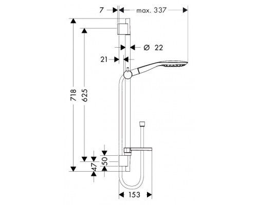 Душевая стойка Hansgrohe Raindance Select Е 150, 3jet, 65 см, 27856000