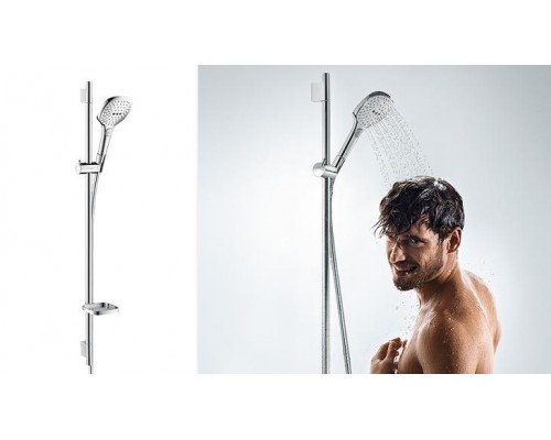 Hansgrohe Raindance Select E Душевой набор 150 3jet со штангой 65 см и мыльницей хром-белый матовый 27856400