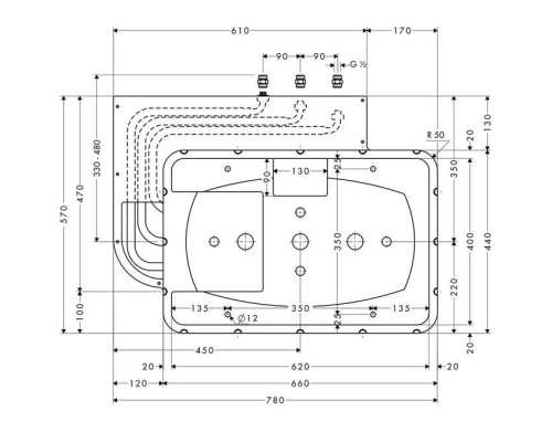 Скрытая часть смесителя Hansgrohe Raindance Rainmaker, 68x46 см, 28412180