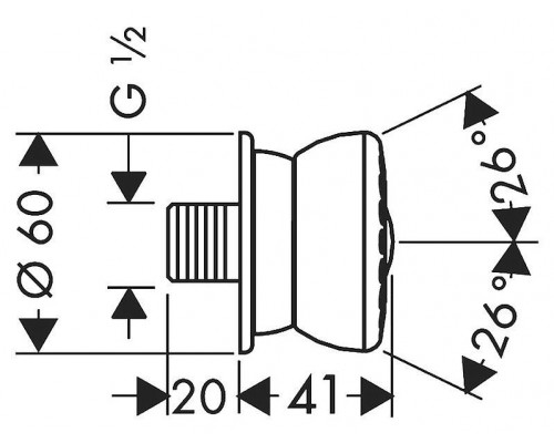 Боковая форсунка hansgrohe Bodyvette 60 1jet Stop с регулируемым углом наклона 28467000, хром