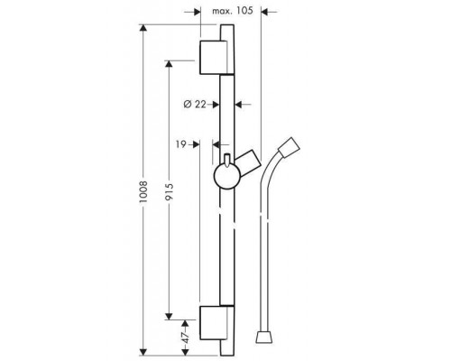 Штанга для душа Hansgrohe Unica’S Puro 90 см, 28631820, хром