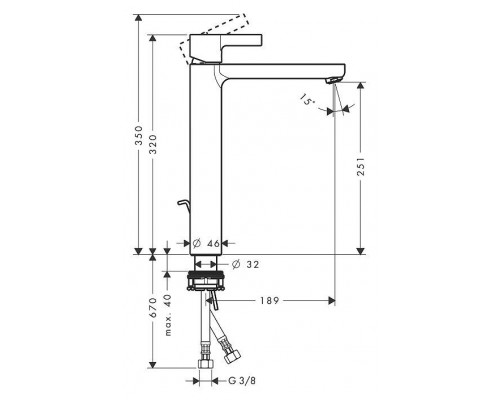 Смеситель для раковины hansgrohe Metris S 260 со сливным гарнитуром 31022000, хром