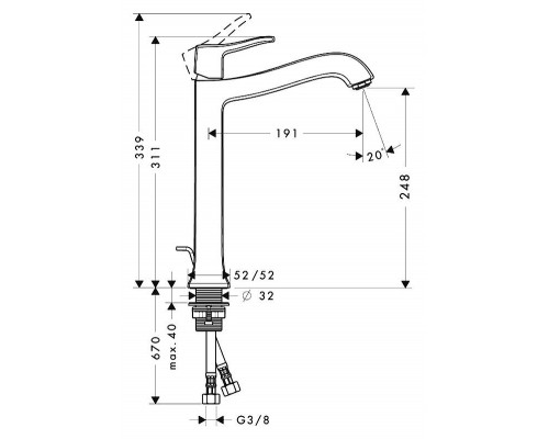 Смеситель для умывальника Hansgrohe Metris Classic 31078000 с донным клапаном