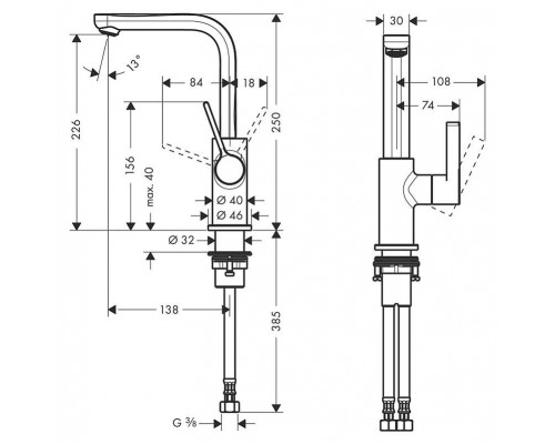 Смеситель для раковины Hansgrohe Metris S, 31161000
