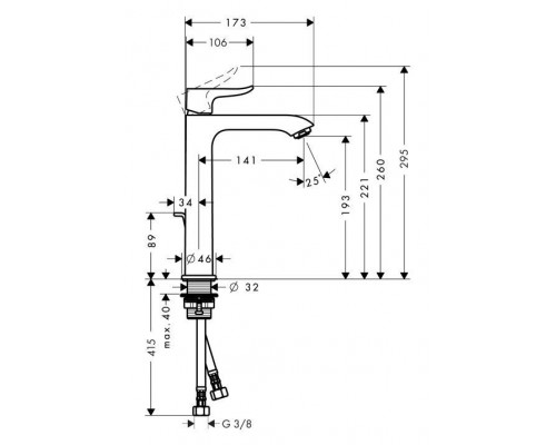 Смеситель для умывальника Hansgrohe Metris 200, 31183000