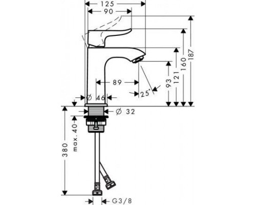 Смеситель для раковины Hansgrohe Metris, без сливного набора, 31186000