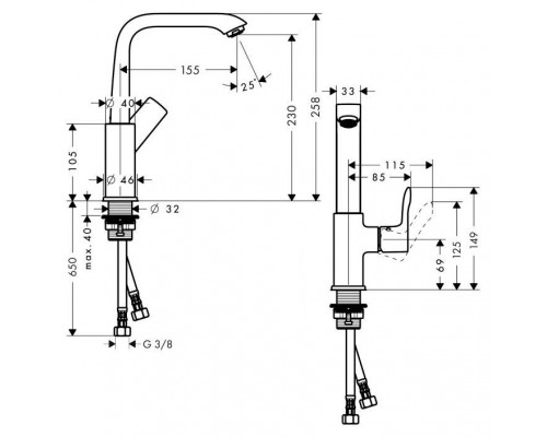 Смеситель для раковины Hansgrohe Metris, 31187000, со сливным клапаном Push-Open, хром