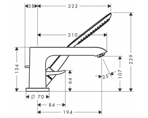 Смеситель Hansgrohe Metris 31190000 на борт ванны
