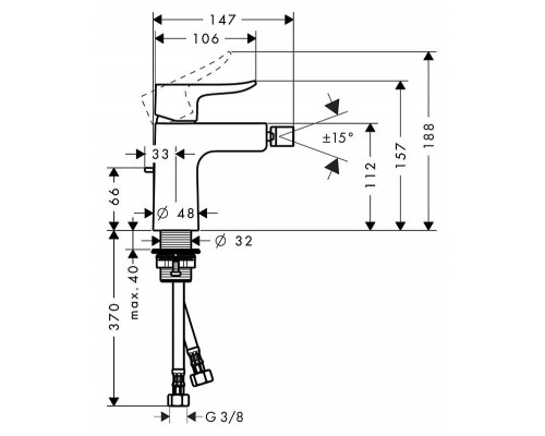 Смеситель для биде Hansgrohe Metris, 31280000