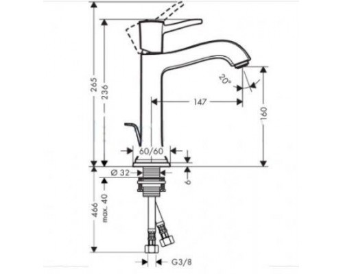 Смеситель для раковины hansgrohe Metropol Classic 160 31302000