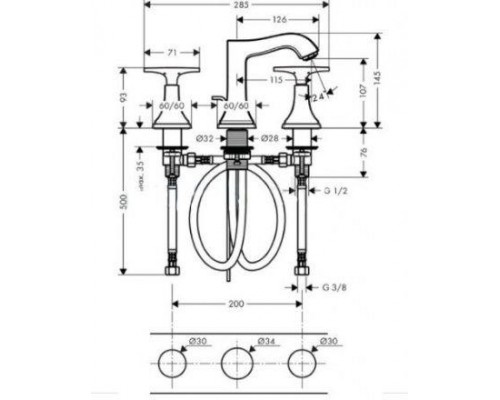 Смеситель встраиваемый Hansgrohe Metropol Classic 31306090 (хром/золото)