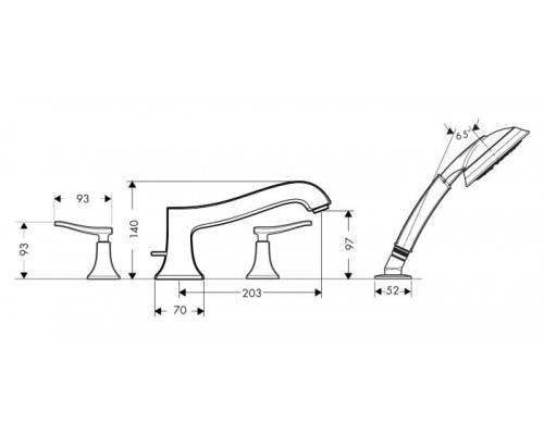 Смеситель Hansgrohe Metris classic 31314000 на борт ванны
