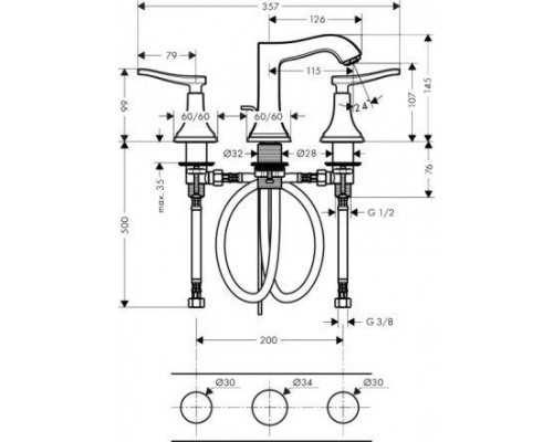 Смеситель Hansgrohe Metropol Classic 31330000 для раковины