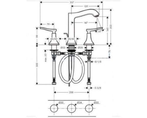 Смеситель для раковины Hansgrohe Metropol Classic 160 31331000, хром