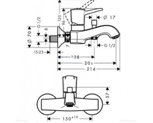 Смеситель Hansgrohe Metropol Classic 31340000 для ванны с душем