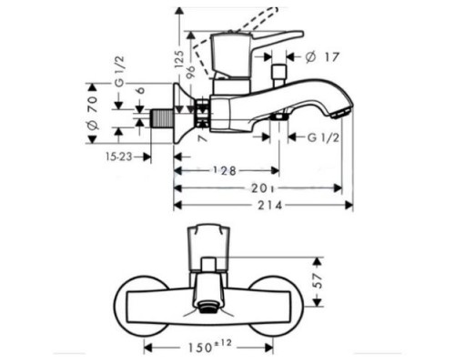 Смеситель для ванны Hansgrohe Metropol Classic 31340090 хром золото