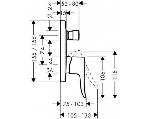 Смеситель для ванны Hansgrohe Metris 31451000