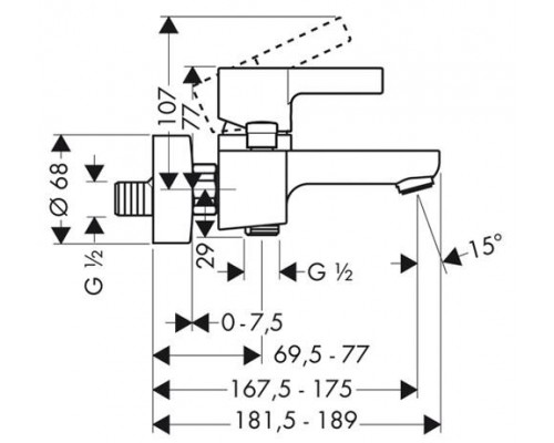 Смеситель для ванны Hansgrohe Metris S, 31460000