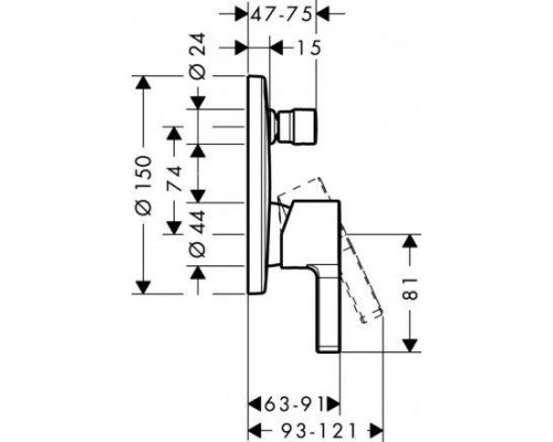 Смеситель для ванны Hansgrohe Metris S 31466000, хром