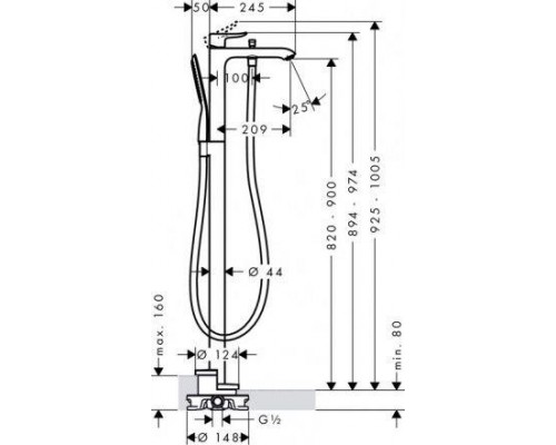 Смеситель Hansgrohe Metris 31471000 для ванны