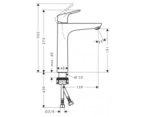 Смеситель для раковины Hansgrohe Focus 190, без сливного набора, 31518000