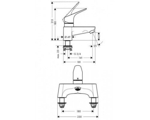 Смеситель hansgrohe Focus на борт ванны 31523000, хром