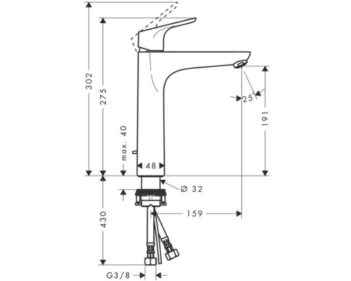 Смеситель для умывальника Hansgrohe Focus 190, 31608000