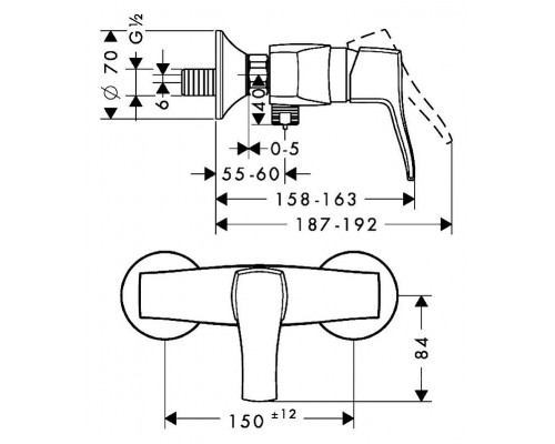 Смеситель для ванны и душа Hansgrohe Metris Classic 31672000 (c образца)