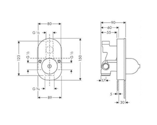 Скрытая часть смесителя для ванны Hansgrohe, 31741180