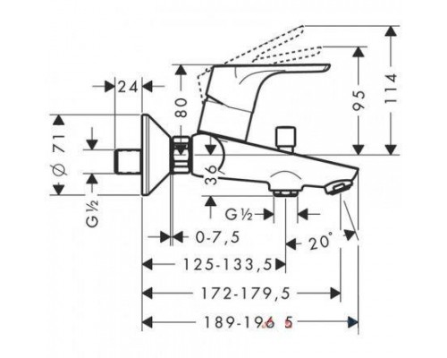 Смеситель для ванны Hansgrohe Focus, 31948000