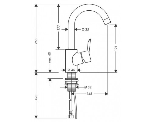 Смеситель для умывальника Hansgrohe Talis S 32070000 с донным клапаном