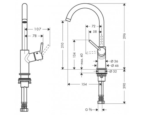 Смеситель для раковины со сливным гарнитуром Hansgrohe Talis 32084000