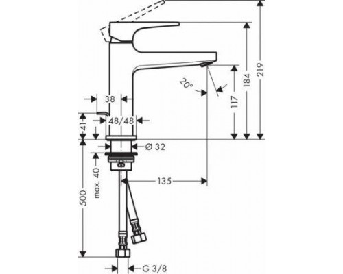 Смеситель для раковины Hansgrohe Metropol 110, 32506000