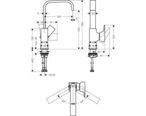 Смеситель для раковины со сливным клапаном Push-Open Hansgrohe Metropol 230 32511340