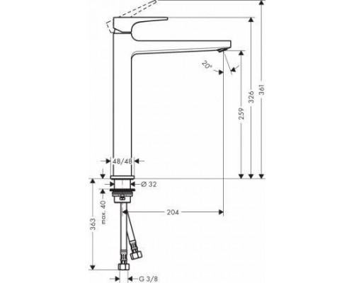 Смеситель для раковины Hansgrohe Metropol 260, Push-Open, 32512340