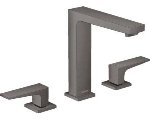 Смеситель для раковины на 3 отверстия со сливным клапаном Push-Open Hansgrohe Metropol 160 32515340, черный