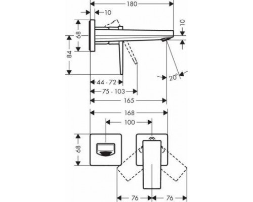 Смеситель для раковины Hansgrohe Metropol, излив 165 мм, 32525000