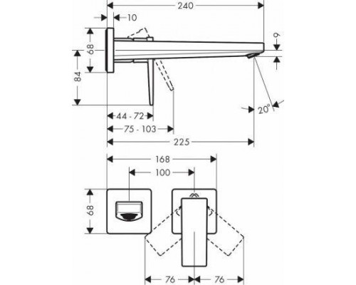 Смеситель настенный для раковины Hansgrohe Metropol, излив 225 мм, 32526990