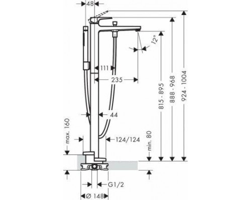 Смеситель Hansgrohe Metropol 32532670 для ванны, черный матовый