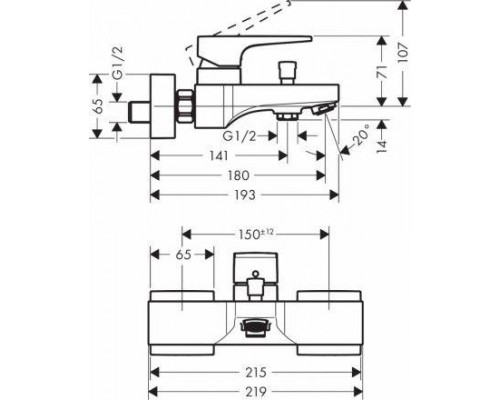 Смеситель для ванны Hansgrohe Metropol, ВМ, 32540140, бронза