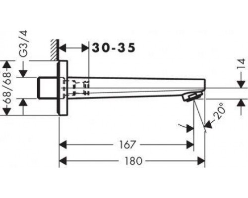 Излив на ванну Hansgrohe Metropol, 32542000